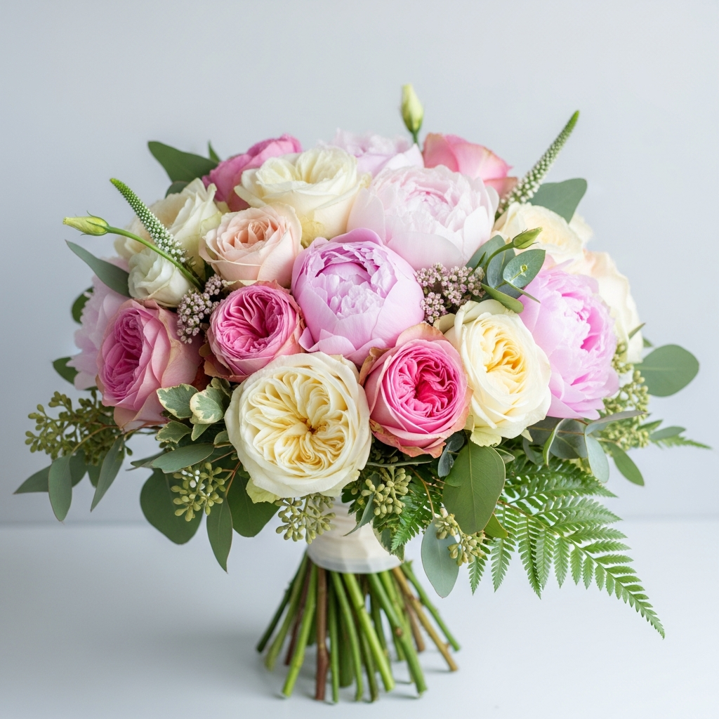 Букет из роз и пионов