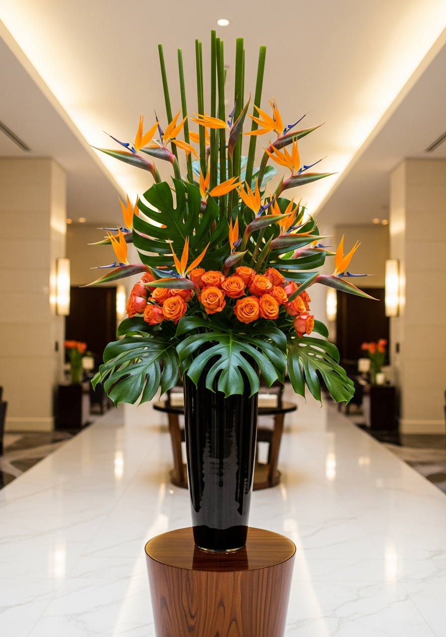 Тропическая композиция в вазе