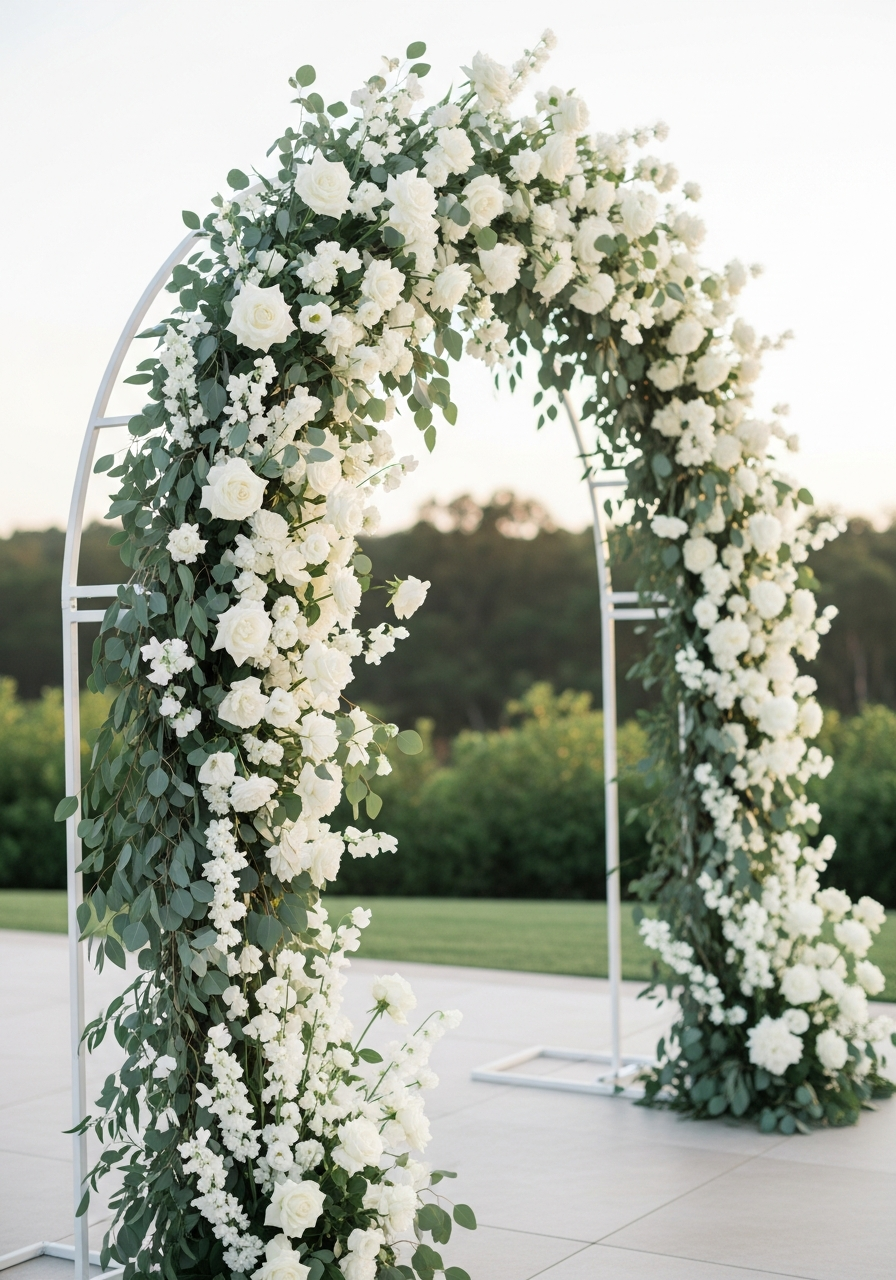 Свадебная арка из белых роз